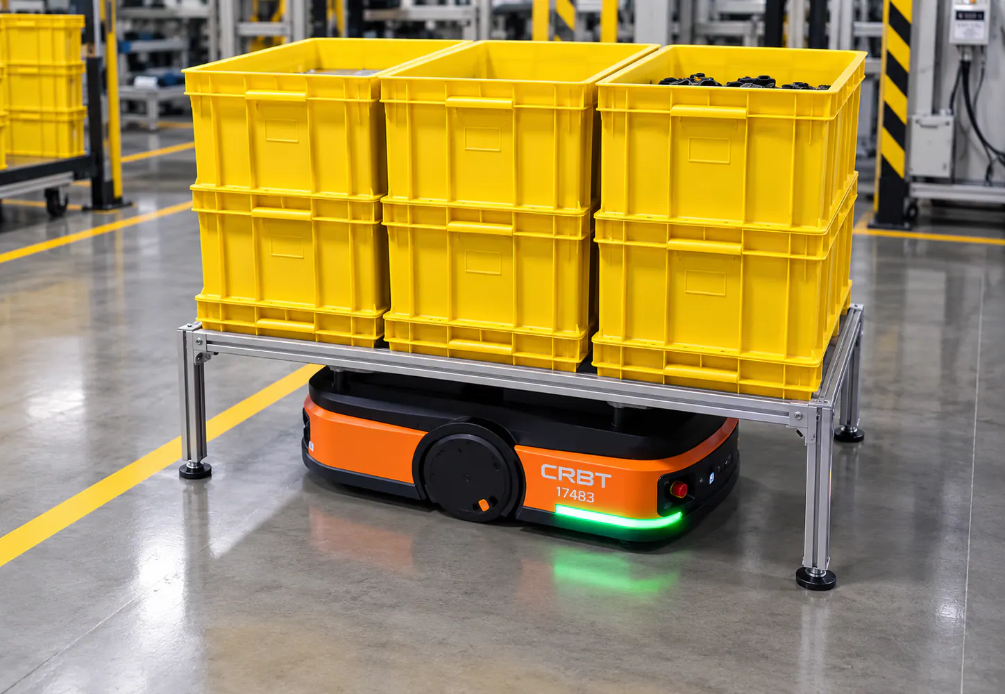 Flujo automatizado de materiales desde inyección hacia almacenamiento y ensamble